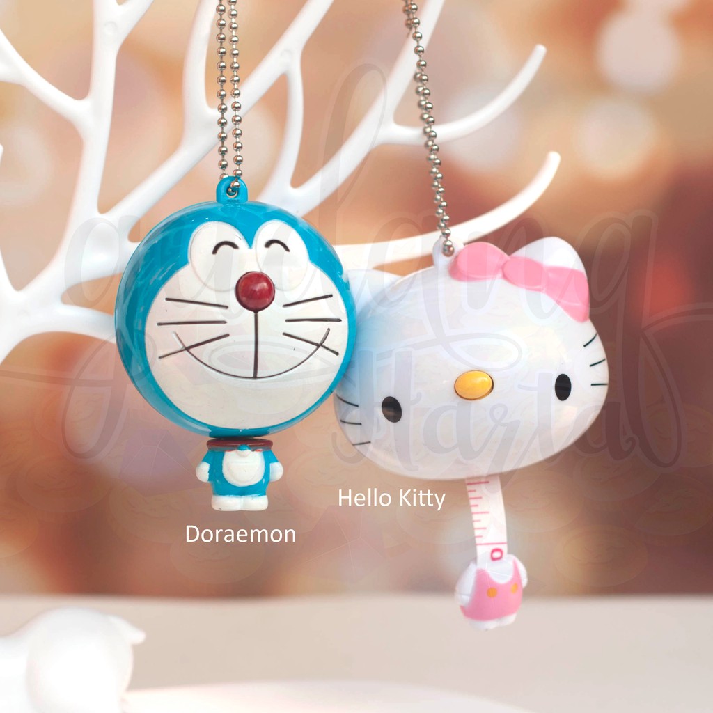 Gantungan Kunci Doraemon Hello Kitty Meteran Penggaris Lucu Unik GH