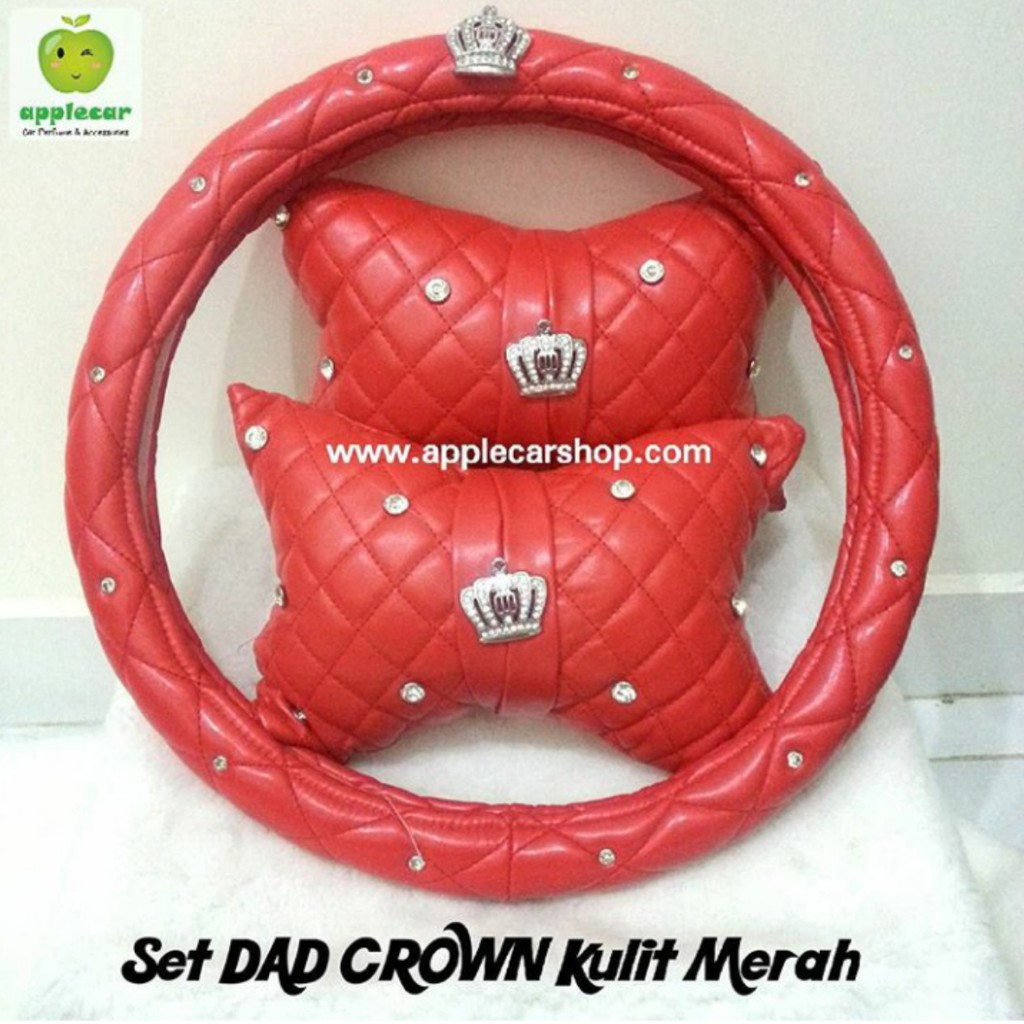 Bantal Mobil / Bantal Jok Mobil + Cover Stir DAD Crown  Berlian Merah