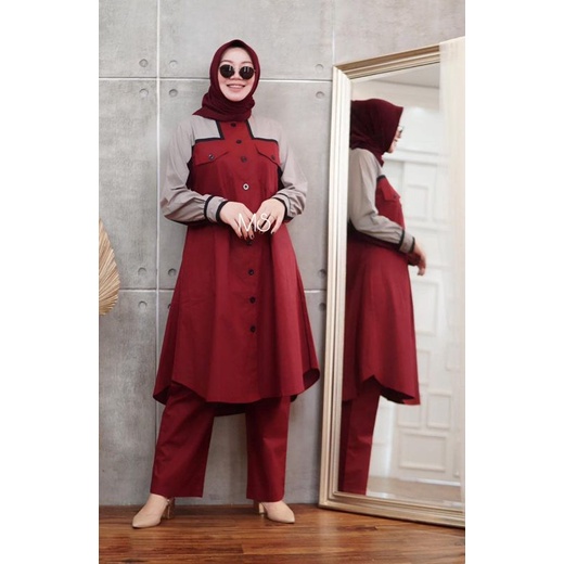 SET CELANA TUNIK MAYANG, MOSCREPE, TUNIK, GAMIS HIJAB MUSLIM, SETELAN