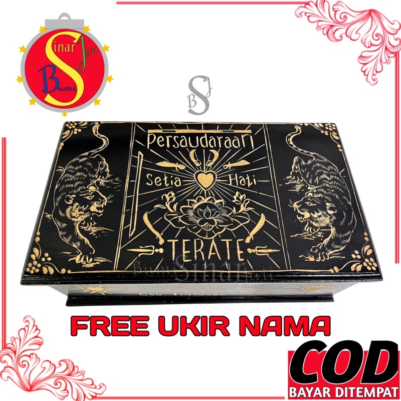 (COD) PROMO Kotak Mori PSHT Kayu Jati - Tempat Mori Psht Terate - Wadah Sabuk - Tempat Mori PSHT Uki