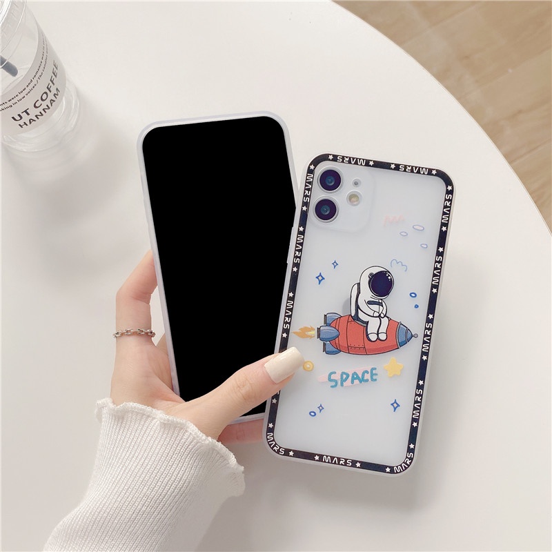 luxurious NASA Matte ​Square Phone Case IPhone 12 12Pro 12Promax 12mini 11 Pro Max X Xs Max XR 8 7 Plus Shockproof Soft TPU Cover