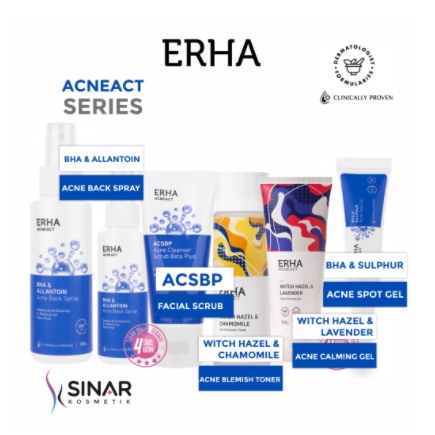 ✦SINAR✦ Erha Acneact ACSBP -  Spot Gel - Acne Back Spray - Witch Hazel - Acne Body Wash