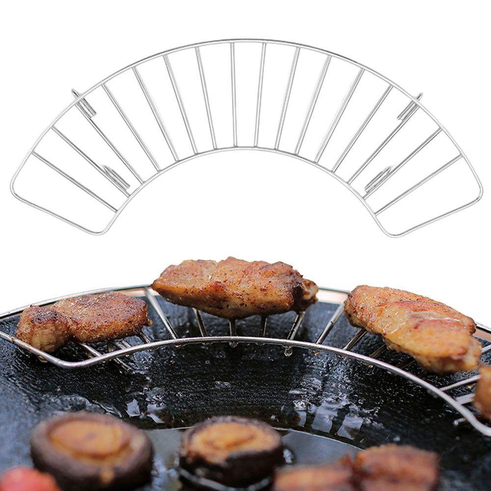 Agustinina Cooling Rack Barbecue Grid Baking Pan Shelf Rak Loyang Uap Setengah Lingkaran Rak Saringan Minyak Loyang