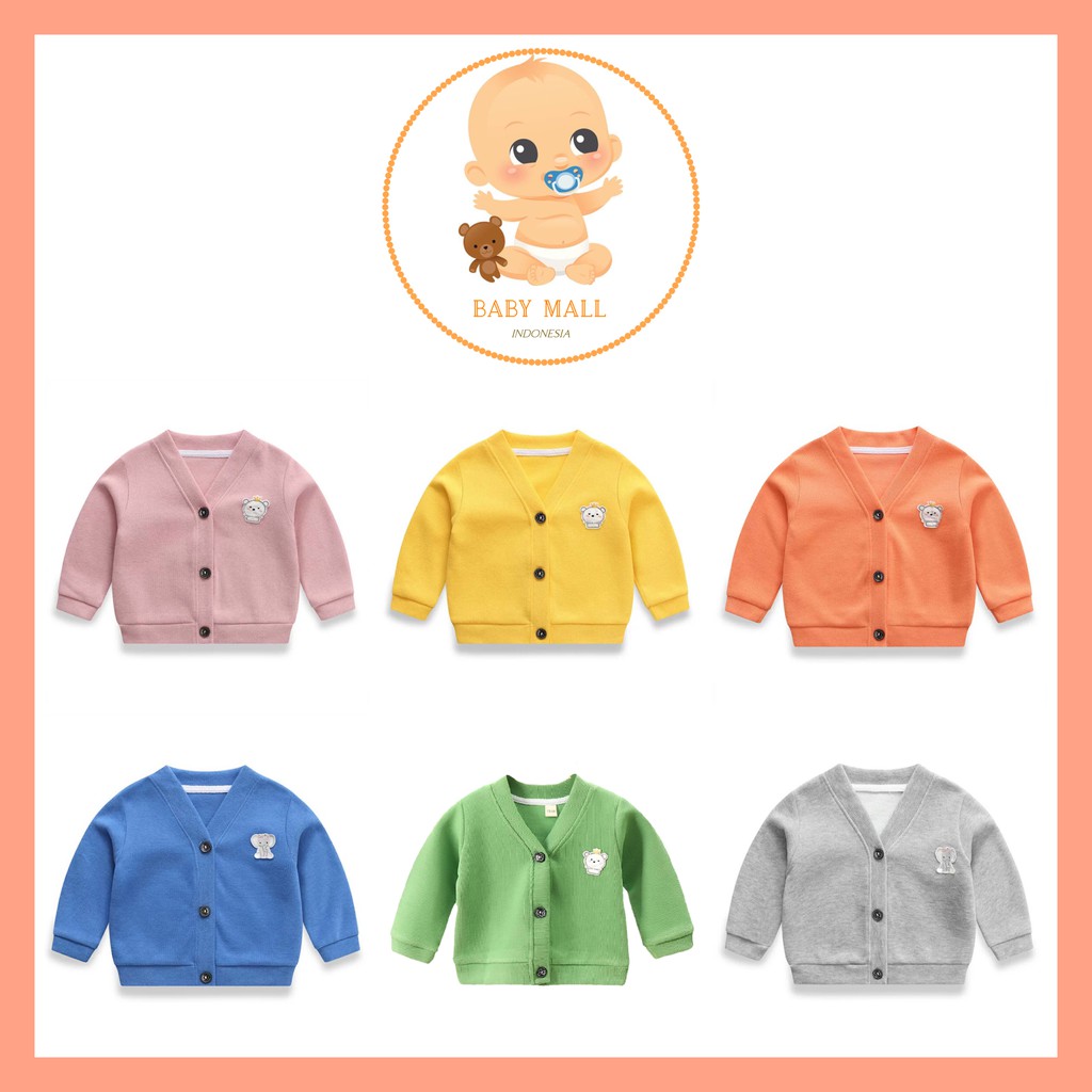 KOREAN CARDIGAN CARTOON PLAIN Jaket Cardigan Rajut Anak Bayi