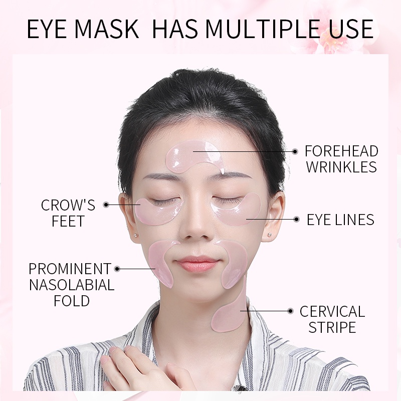 LAIKOU Sakura Eye Mask Memudarkan Kantong Mata Gel Penutup Mata Menghilangkan Lingkaran Hitam Anti Penuaan 50 Pcs