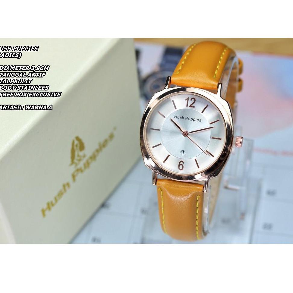 Promo Besar //m81₣ JAM TANGAN WANITA HUSH PUPPIES TALI KULIT BODY BULAT TANGGAL AKTIF