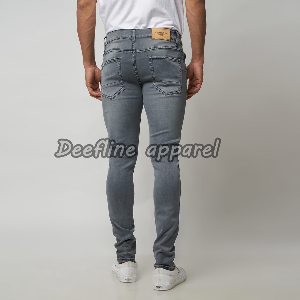 Deefline - Celana Jeans Pria Skinny Slimfit Ripped Jeans ABU MUDA