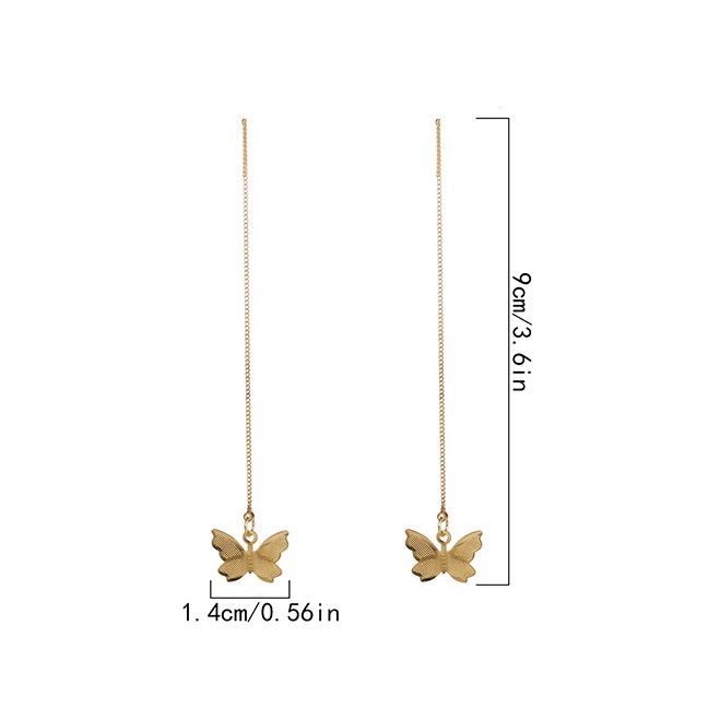 LRC Anting Tusuk Fashion Butterfly Tassel Chain Geometric K2354X