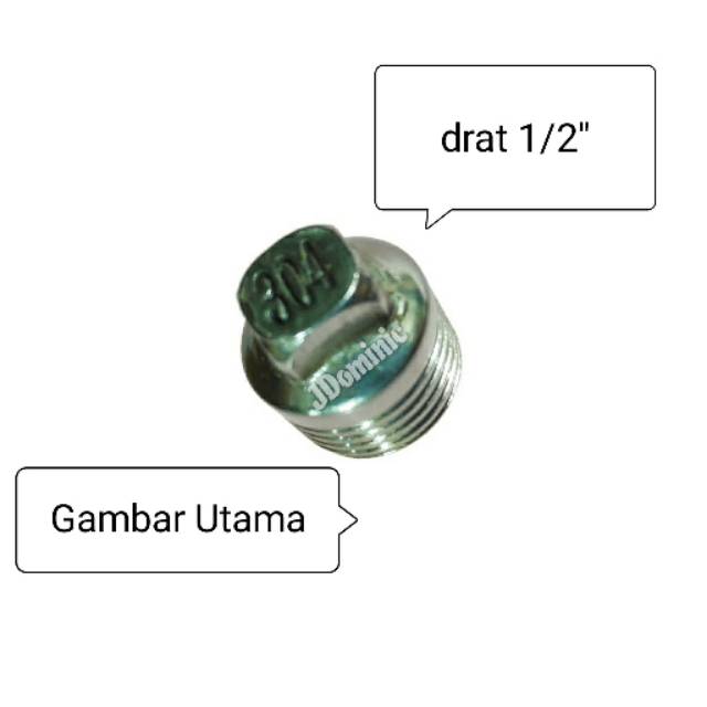tutup drat luar 1/2" - stainless steel 304 penutup bak kamar mandi toren tandon penampung tampung ai