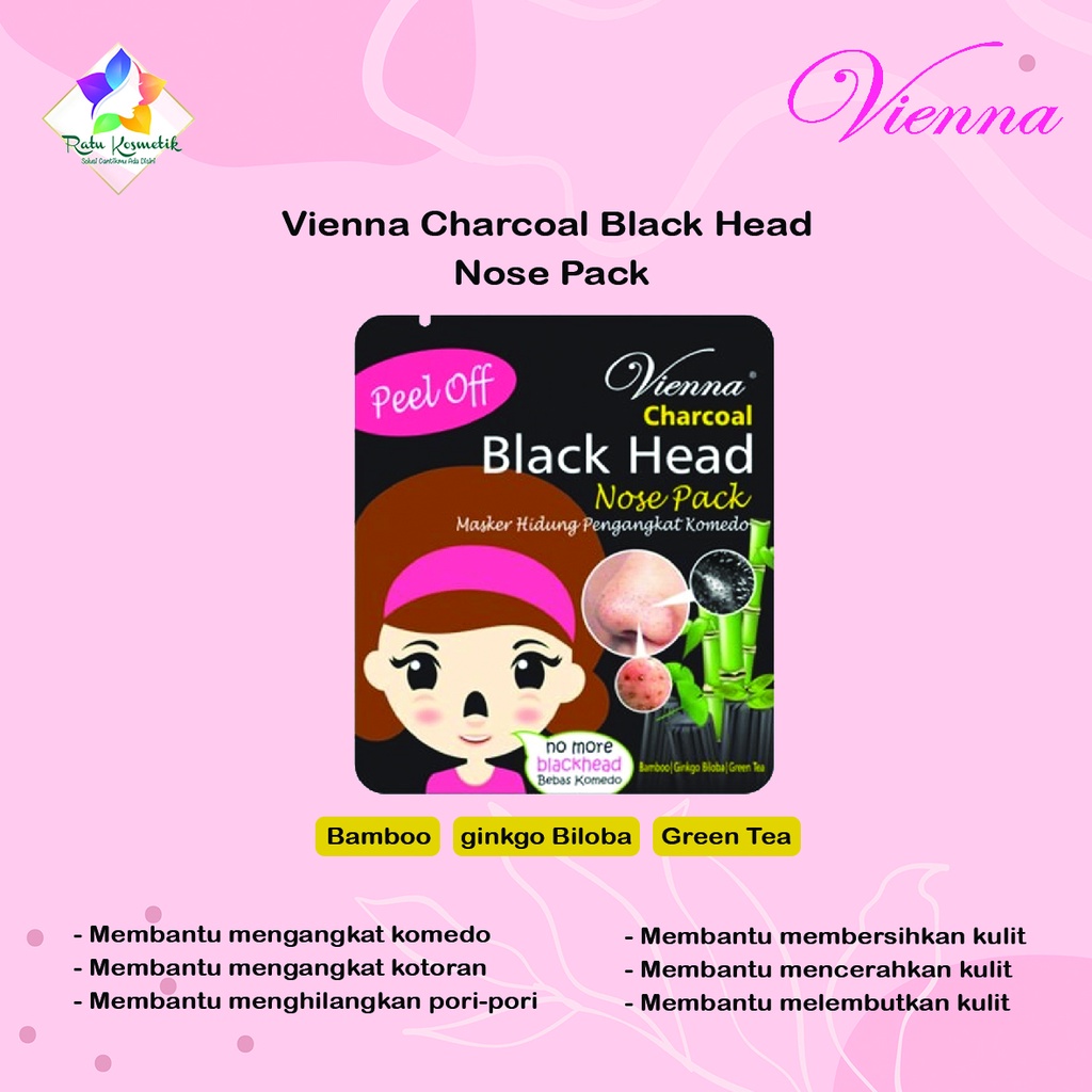 ❤ RATU ❤ Vienna Black Head Nose Pack Sachet | Peel Off | Masker Hidung | Charcoal | Tea Tree Oil | Brightening Lemon Viena✔️BPOM