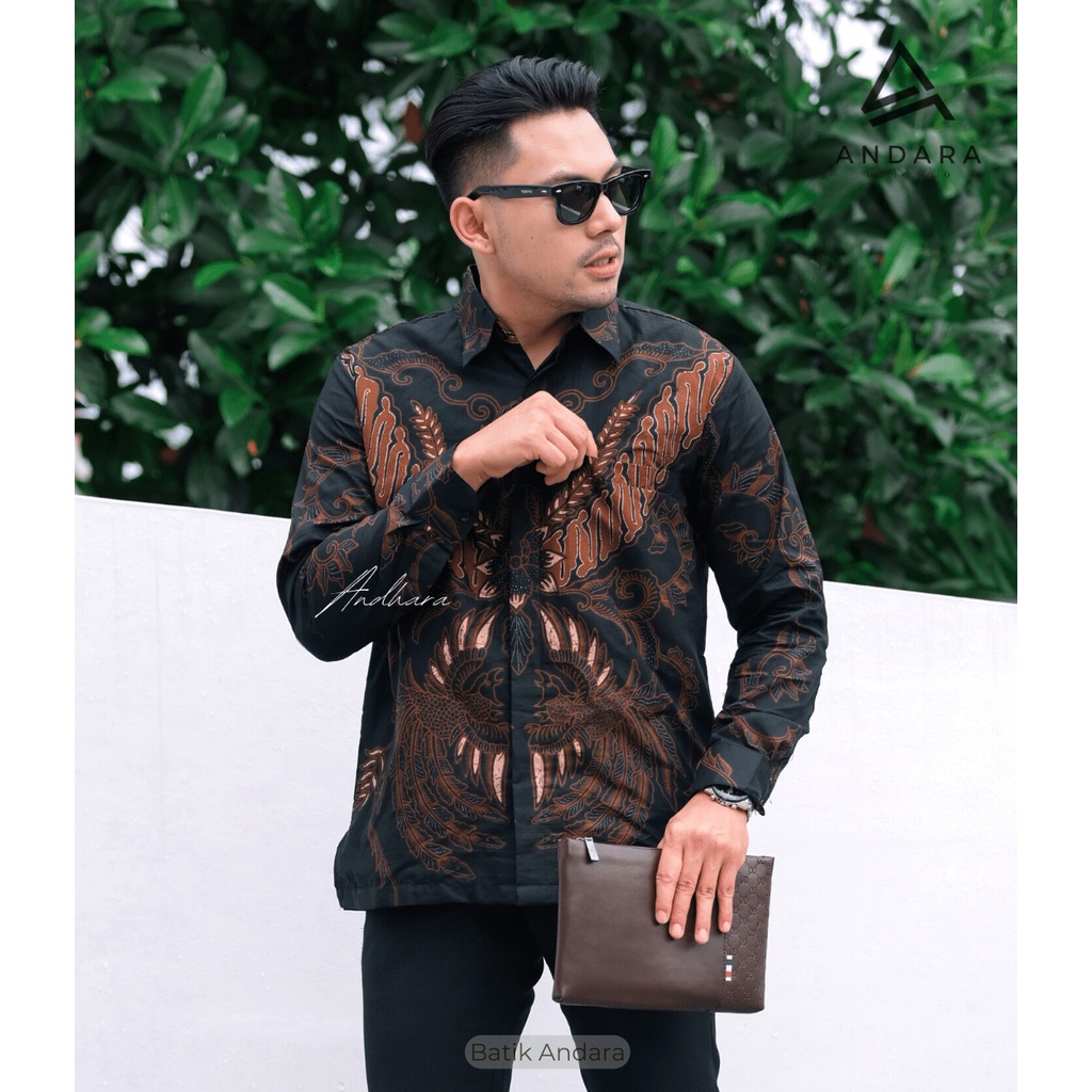 NATANEGARA  Baju Batik pria Lengan Panjang Modern slimfit Kasual Jagu Biru Best Seller Rekomendet Katun Solo Sragenanl Terlaris Slimfit