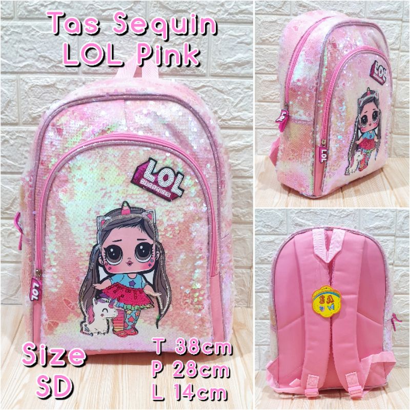 Tas Sekolah Sequin LoL Ukuran Large / Untuk SD Ransel Anak SD dan TK