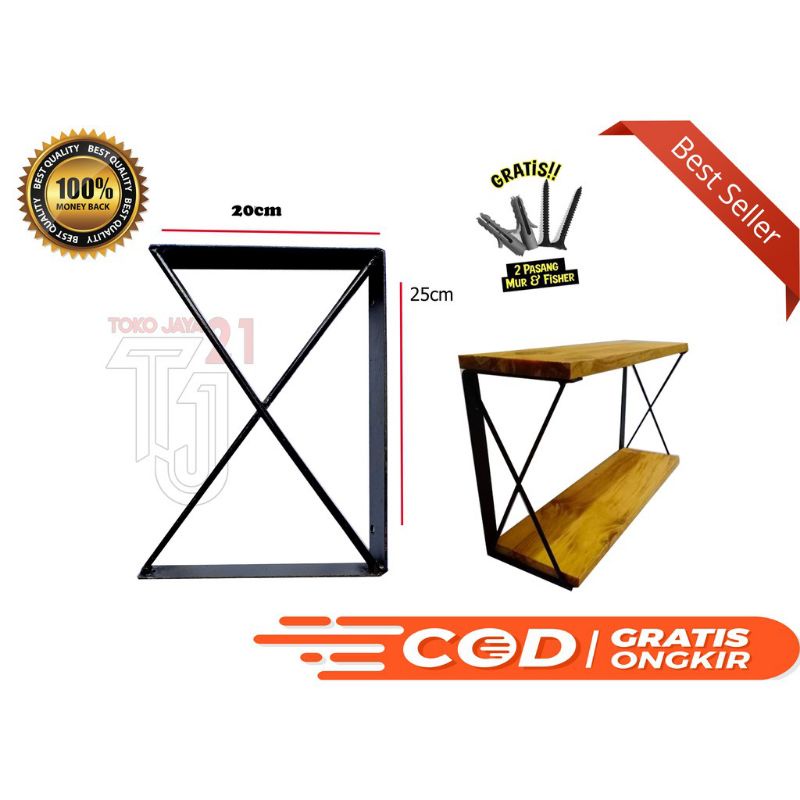 rak besi ambalan susun model silang