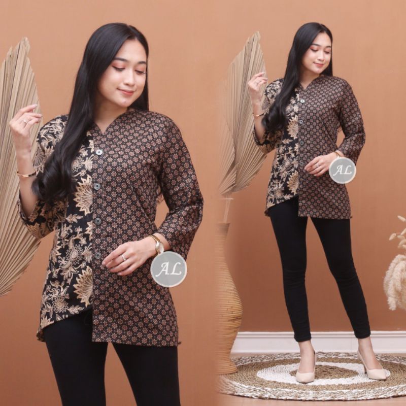 tey-17 Batik Wanita ASJ SA HRB026 Kenogo Kemeja Tosca Pendek-Model 10