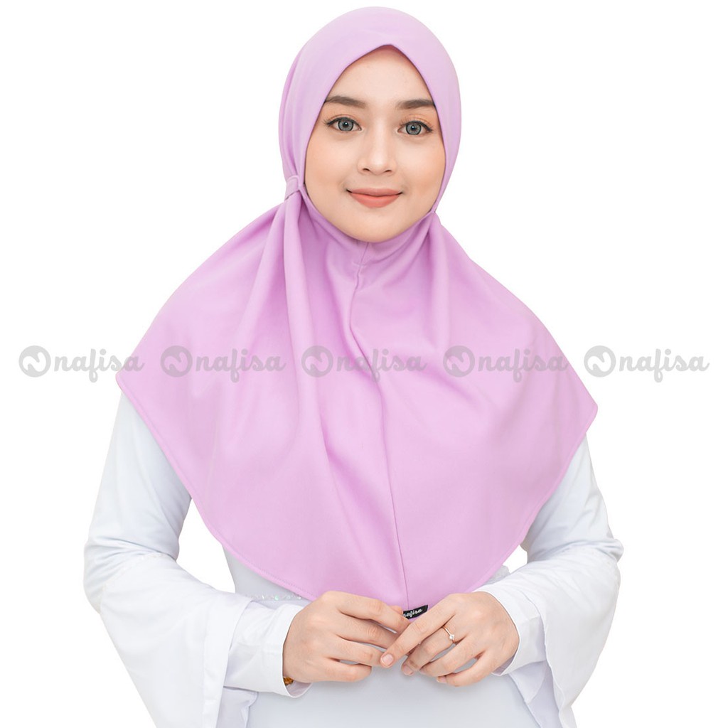 Jilbab Tali AT HOME JUMBO | Hijab Instan Kaos Non PAD Kerudung Instan Tali Tanpa Bergo-Ungu Muda