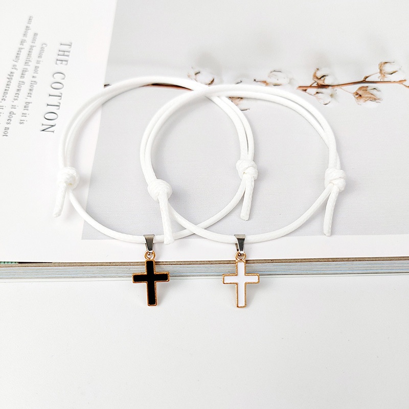 2 Pcs Gelang Couple Pasangan Cross Tali Lilin Untuk Persahabatan bestie Aksesoris Fashion - olo