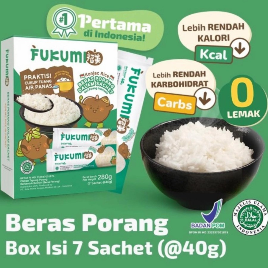 

Fukumi Beras Porang Box isi 7 sachet ORIGINAL/beras sehat/beras diet