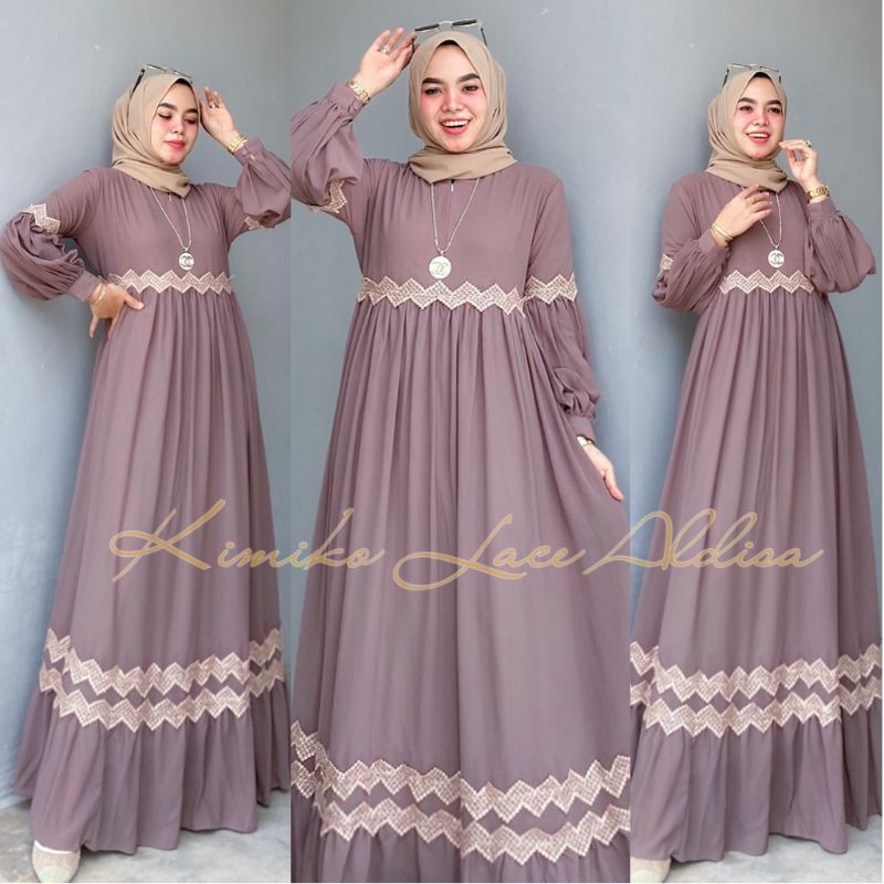 [Fashion Muslim] Gamis KIMIKO LACE | SONIA dress ceruty babydoll mix renda terlaris