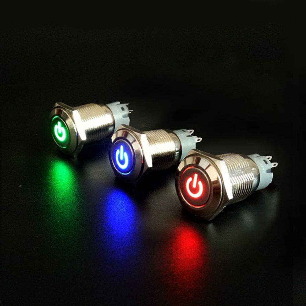 WONDERFUL Useful 16/12mm Push Button ON/OFF  Car LED Power Momentary Switch Waterproof Durable Brand New Metal LED ON/OF/Multicolor