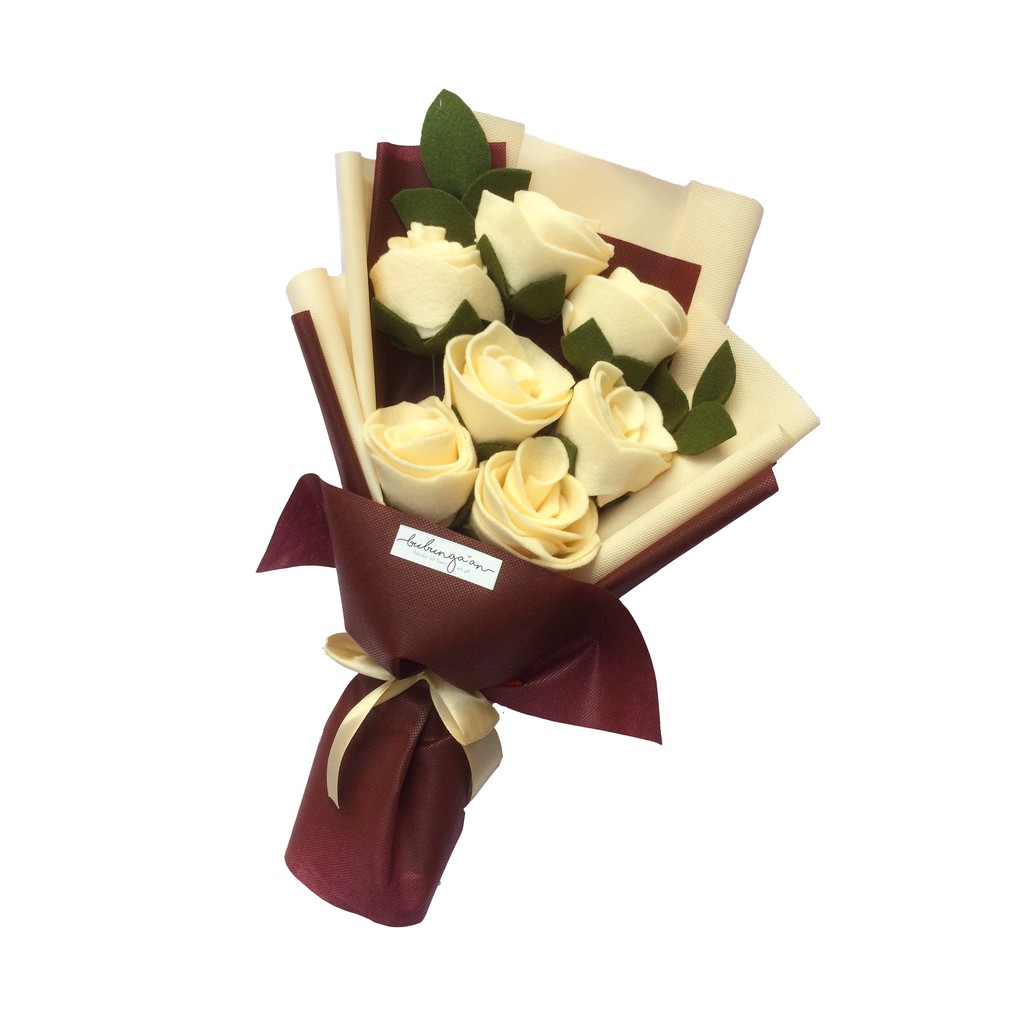  READY SIAP KIRIM Buket flanel cream bunga  flanel 