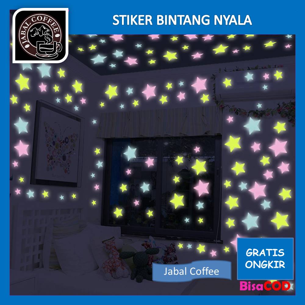 Dekorasi Bintang Nyala Berwarna / Dekorasi Ruangan Kamar / Stiker Bintang