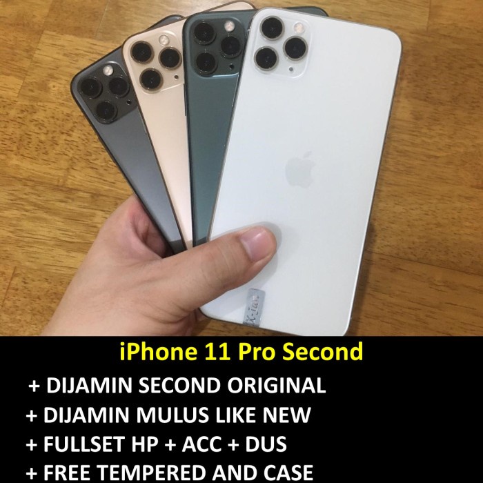 [ Hp / Handphone ] Second Iphone 11 Pro 512Gb - 256Gb - 64Gb Green Gold Gray Grey Silver Bekas /