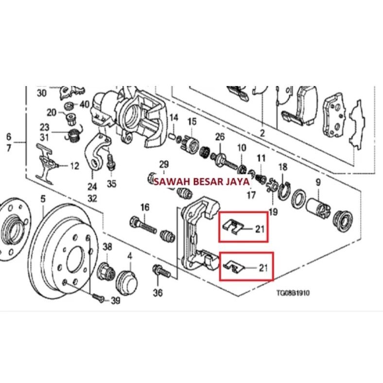 Retainer Plat Dudukan Kampas Kanvas Rem Belakang Jazz RS GE8 City GM2 2008 2009 2010 2011 2012 2013 