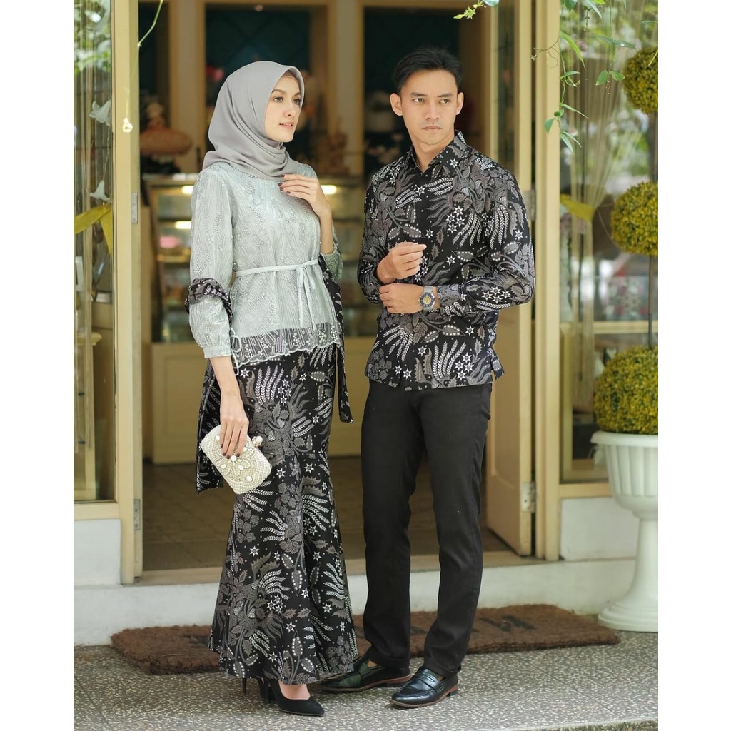 LUMBUNG BATIK | Batik Couple Bruklat Tille Azura Mini Blouse Silver free Selendang-2
