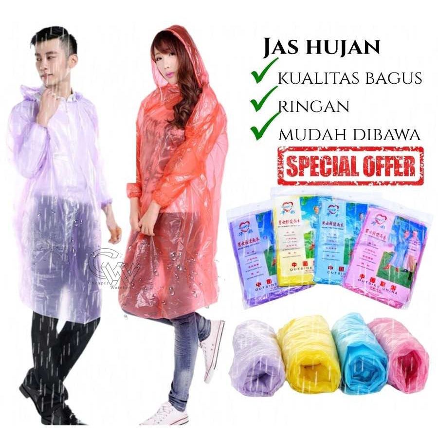 Cheaper-Jas Hujan Plastik Jas Hujan Sekali Pakai Bahan Plastik Disposable Raincoat