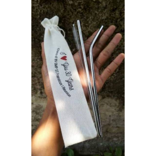 Set Souvenir Sedotan Stainless