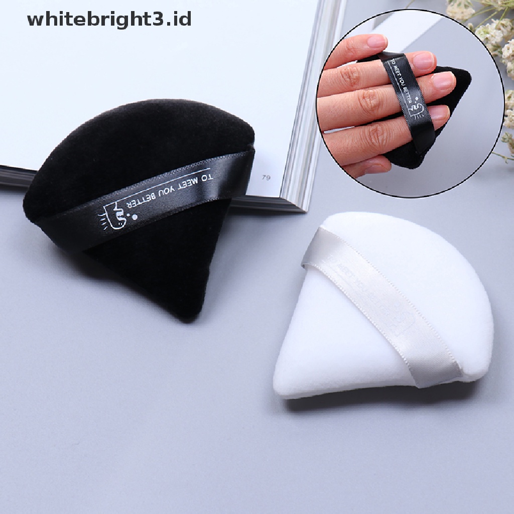 (whitebright3.id) Spons Puff Mini Bentuk Segitiga Bahan Katun Satin Untuk Makeup