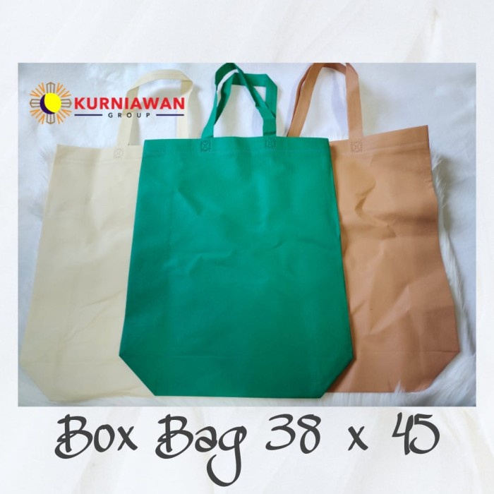 

✨ BISA COD ✨ Tas Kain / Goodie Bag BOX BAG SPUNBOND Uk 38x45 - Cokelat
