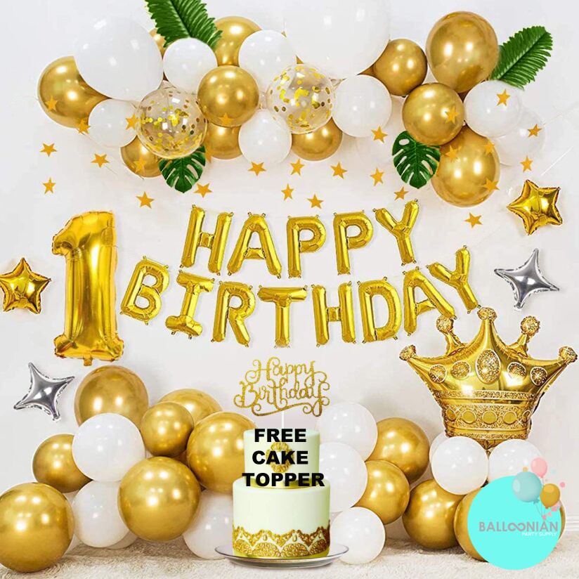 PAKET HAPPY BIRTHDAY KING GOLD CHAIN/DEKORASI ULANG TAHUN ANAK/DEKORASI ULTAH DEWASA