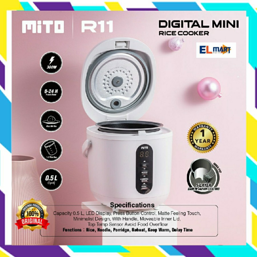 Mito Digital Rice Cooker R11 - R 11 Magic Com 0,5L 0.5 Liter 300W 4 in 1