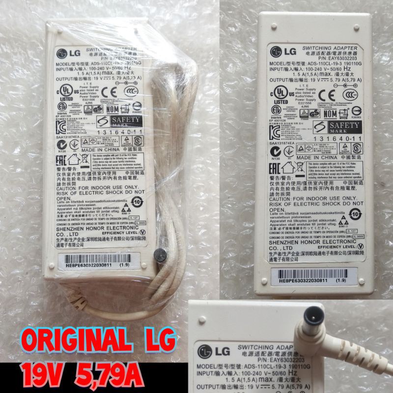 ADAPTOR CHARGER TV LG ORIGINAL  ADAPTOR LG 19V 5.79A