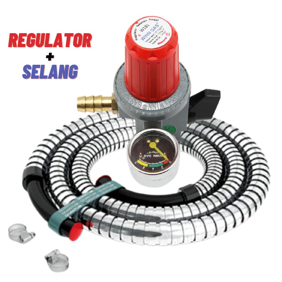 SELANG REGULATOR WINN GAS W-181 M PAKET REGULATOR + SELANG KOMPOR GAS