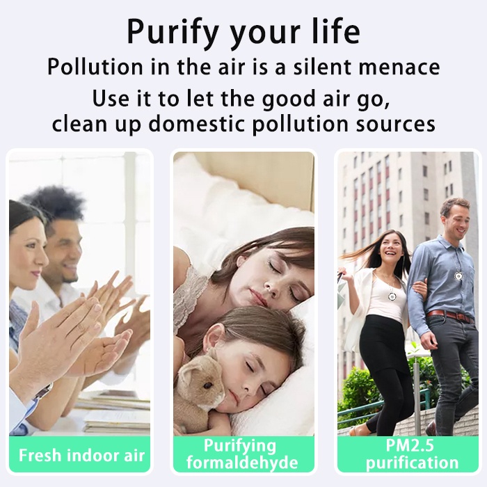 （IN STOCK） Portable Air Purifier 10 Million Negative Ion Portable Necklace Mini Purifier Household for PM2.5 Formaldehyde Second-Ha OWT