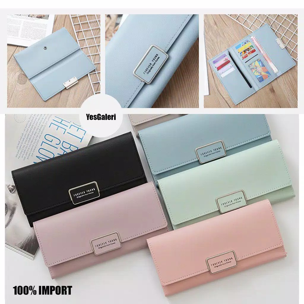 DOMPET WANITA PANJANG KEKINIAN FASHION CEWEK KOREA PARTY WALLET WOMEN A44