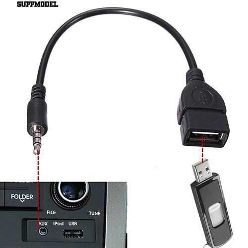 ⏲3.5mm Male Audio AUX-in-Jack untuk USB 2.0 Tipe A Perempuan OTG Converter Cable