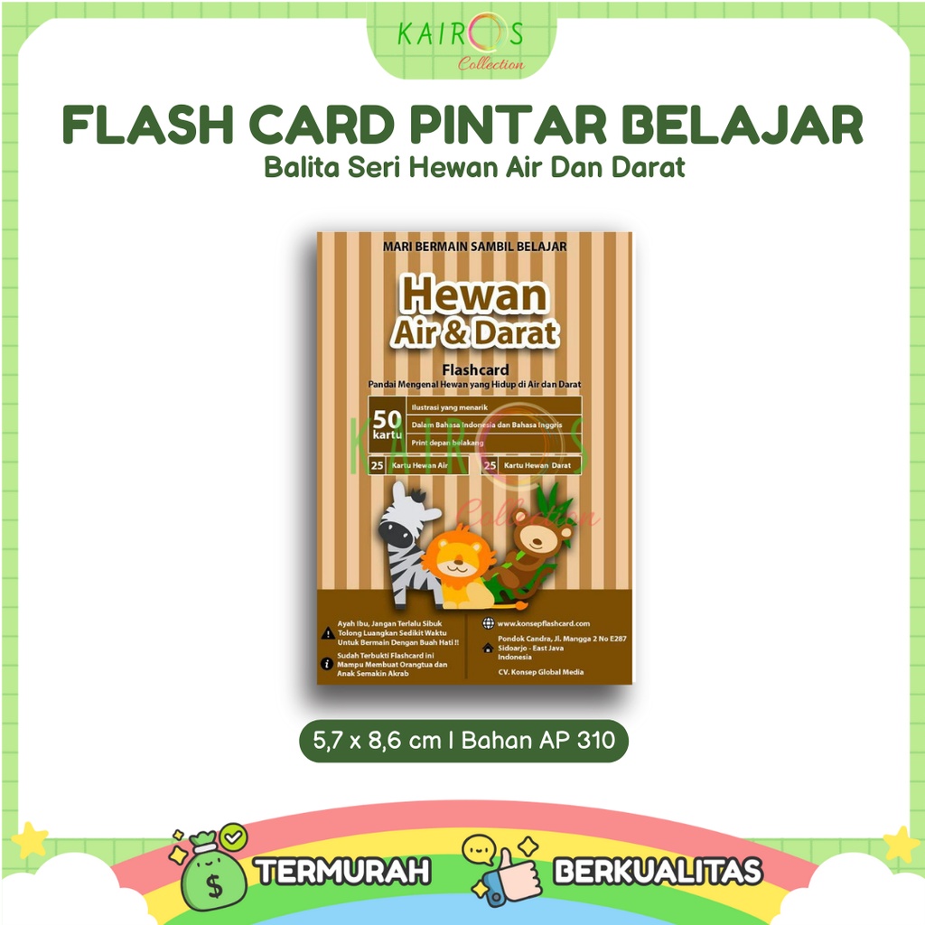 Flashcard Kartu Pintar Belajar Balita Seri Hewan Air dan Darat