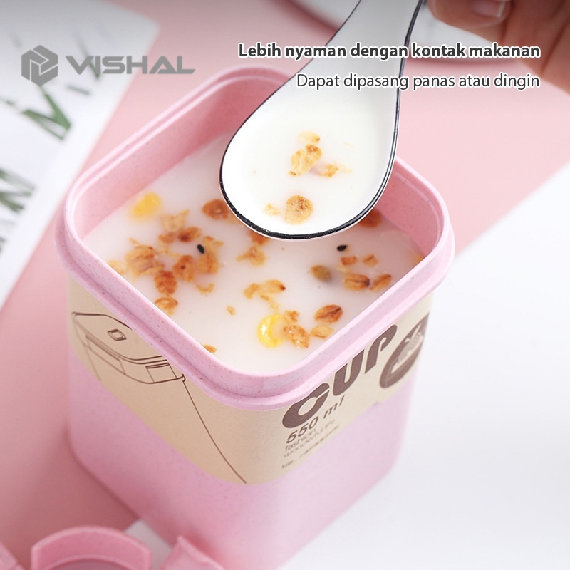 VISHAL Cangkir Sup 550ml /Anti Bocor Tumpah Portable Sop Cup /Dapat dipanaskan VS-60