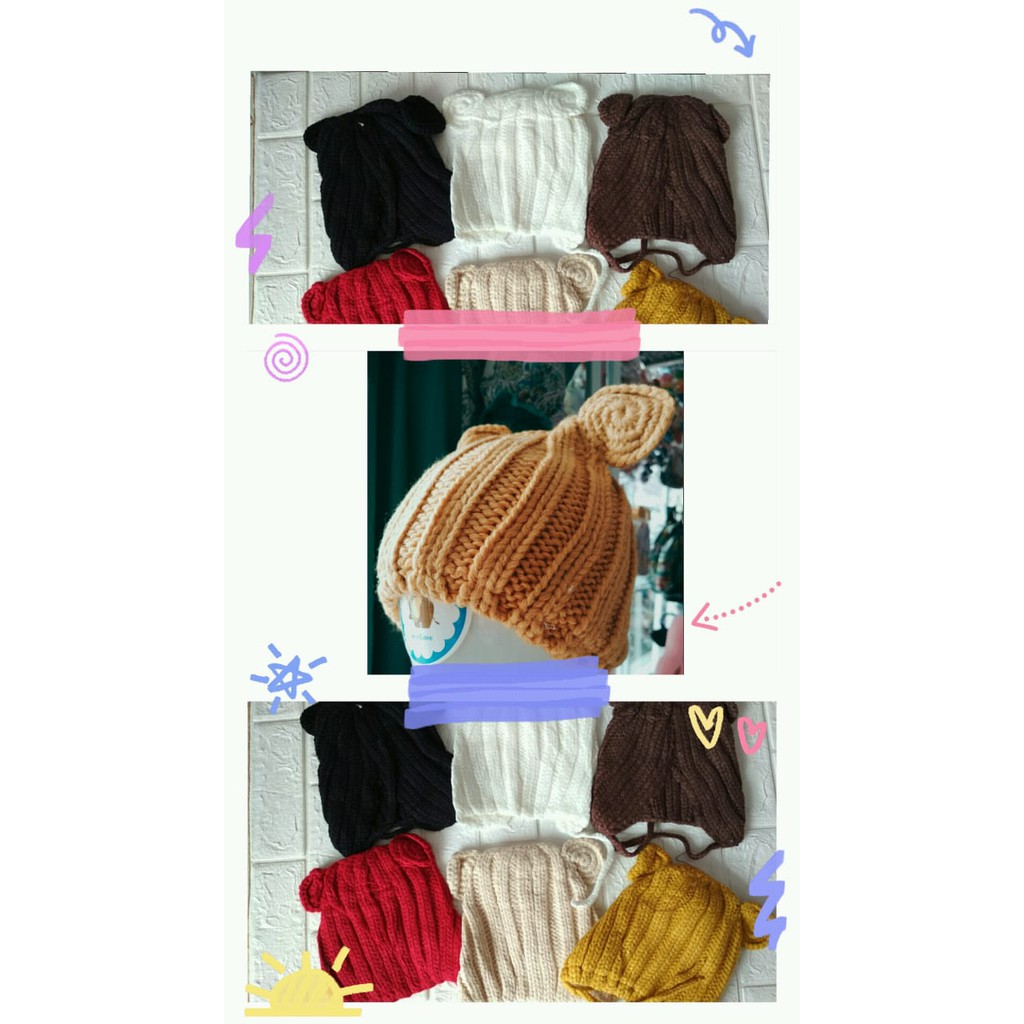 KUPLUK/TOPI BAYI BAHAN RAJUT VARIASI TALI