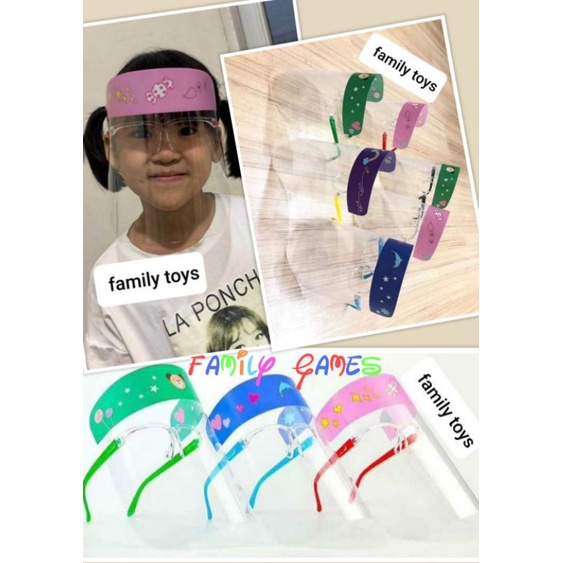 family games Kacamata masker face shield anak gambar warna