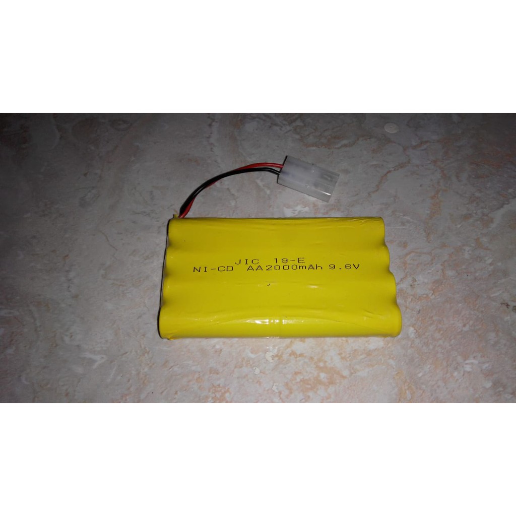 Baterai Mobil Remot 9,6V 9.6V SOKET PUTIH 2 PIN 2000mAh Batre RC 3pin