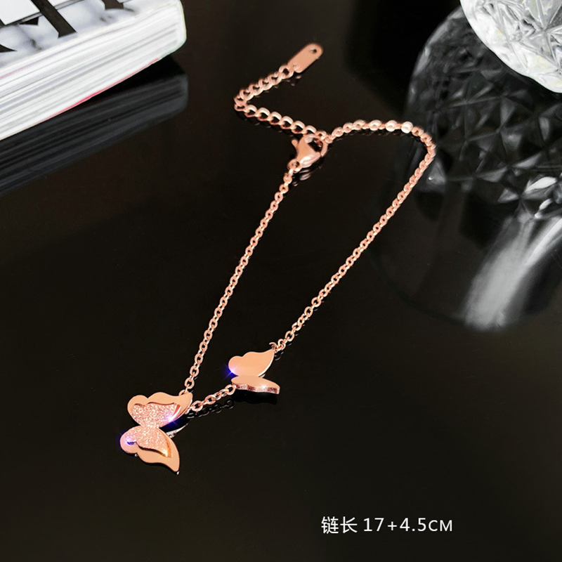 Gelang Titanium Wanita Anti Karat Kristal Mewah Bunga Kupu Desain Korea Bangle Ins Perhiasan Aksesoris Wanita