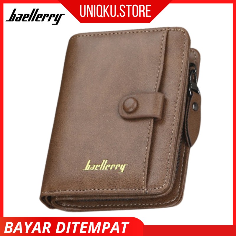 Dompet Pendek Tebal Lipat Kulit Pria New Baellerry Wallet D9153 - Cokelat muda KS7S6S