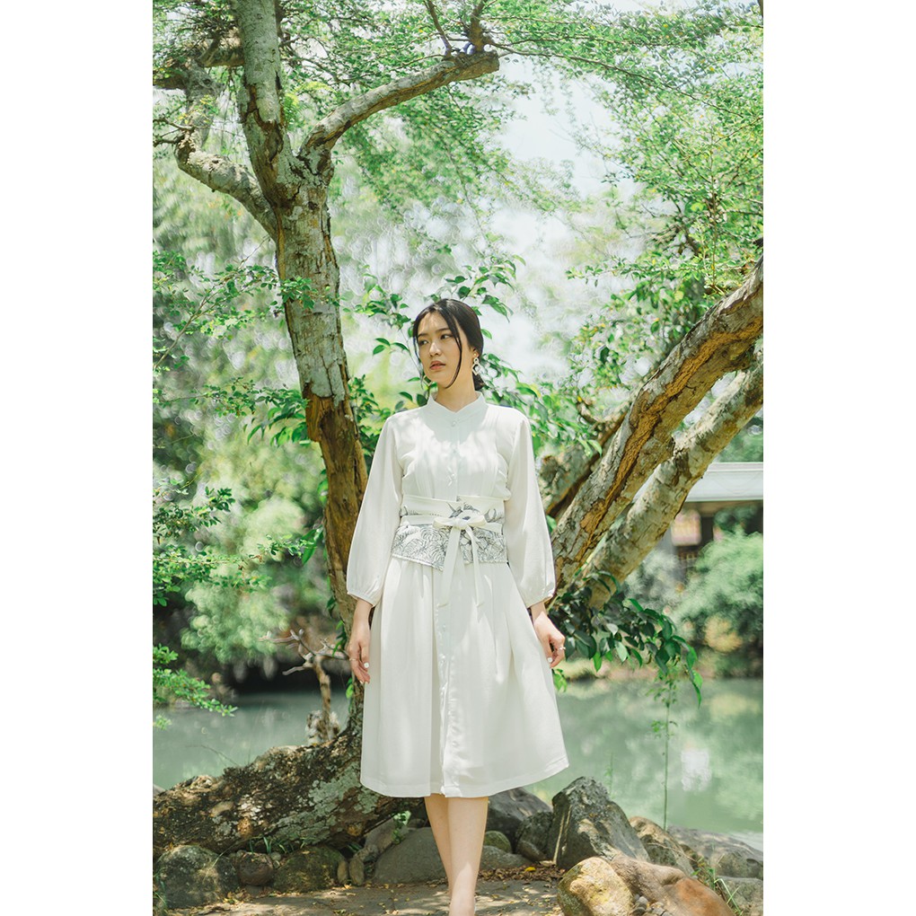 SHELLY DRESS+ OBI BELT WHITE