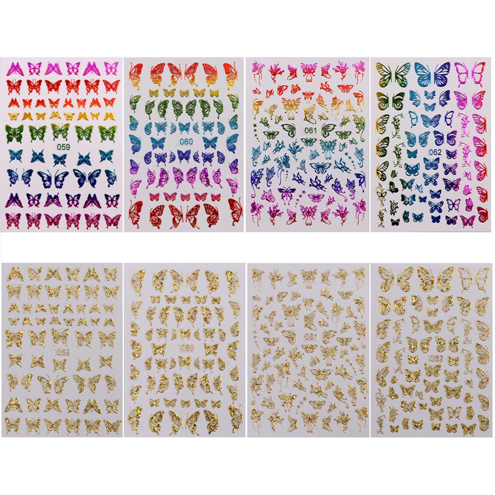 AUGUSTINA Agustina Butterfly Nail Art Sticker Acrylic Colorful Self Adhesive Luminous Stiker Kuku