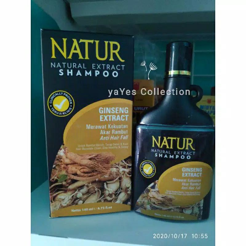 COD Natur shampoo shampo natur kemasan 140ml Aloevera Gingseng Tree Moringa Almond