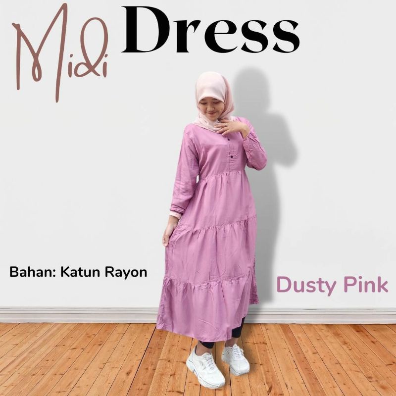 Midi Dress Katun Rayon Premium